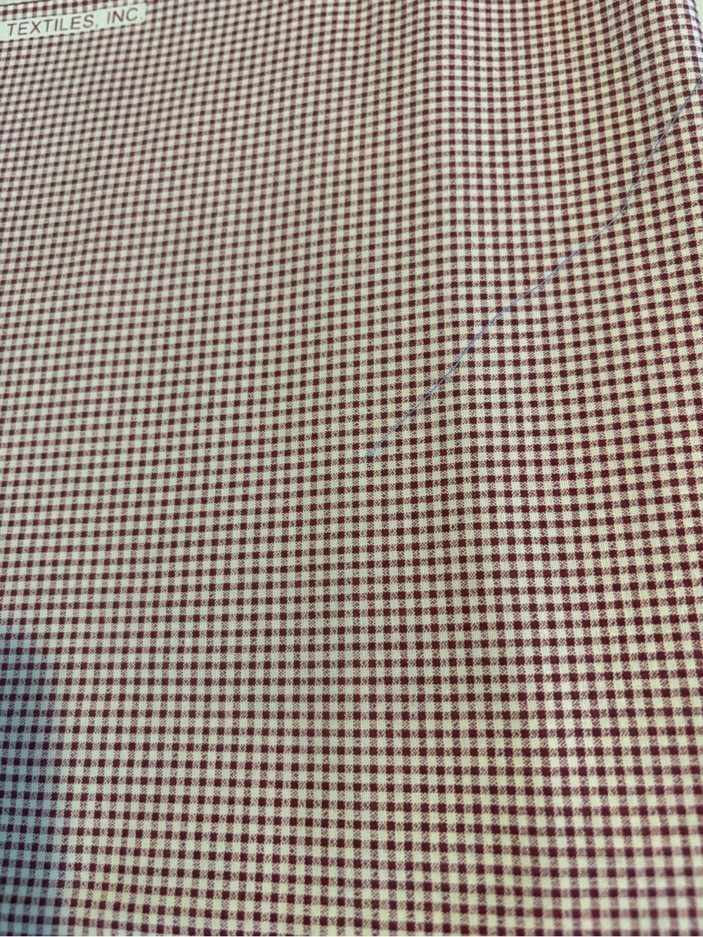 Gingham Fabric - Burgundy and White 2 yards